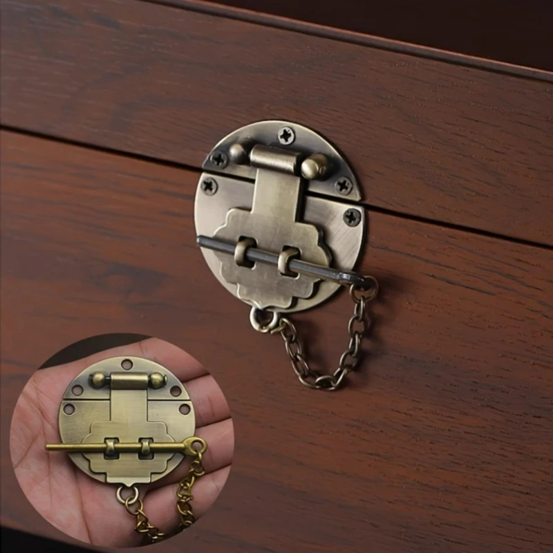 3Pcs Vintage-Style Alloy Lock Brass Finish Durable for Jewelry Boxes Gift Boxes Suitcases Easy to Install