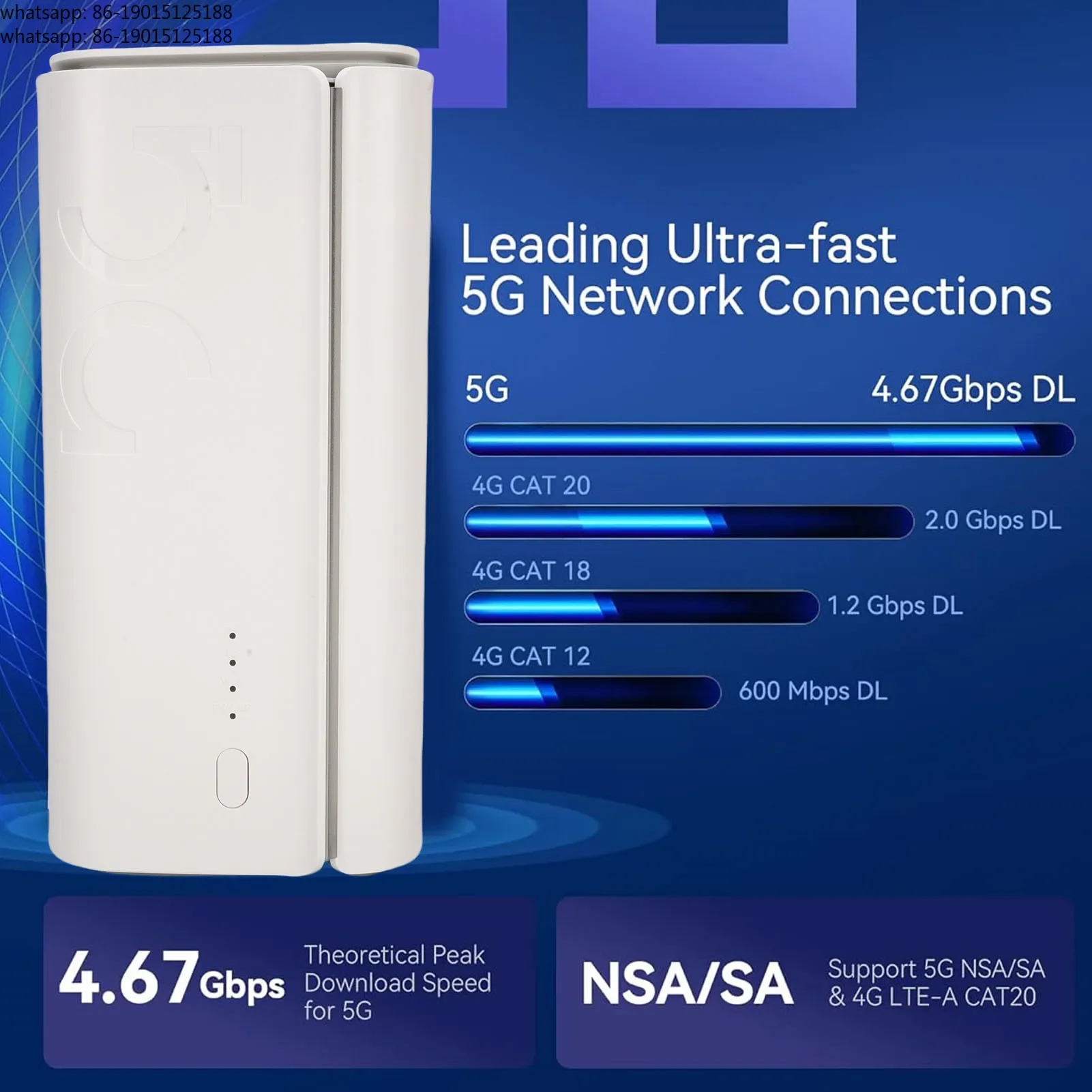 5G CPE Router with SIM Card Slot 4.67Gbps High Speed Dual Band WiFi 6 Wireless Router for Home Indoor Support for NSA SA