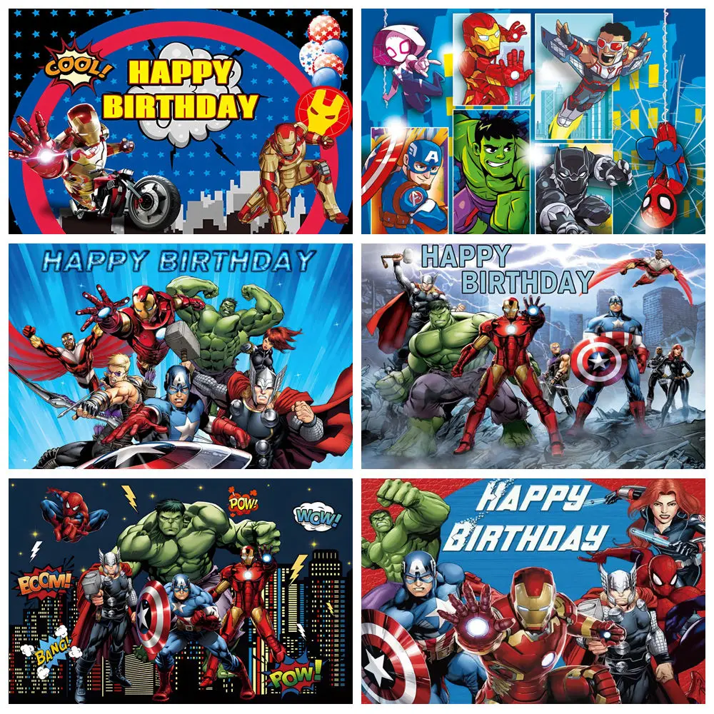 

Disney Super Hero Photography Backdrop Kids Birthday Cartoon Photo Background Spidey and His Amazing Friends Photo Booth Props