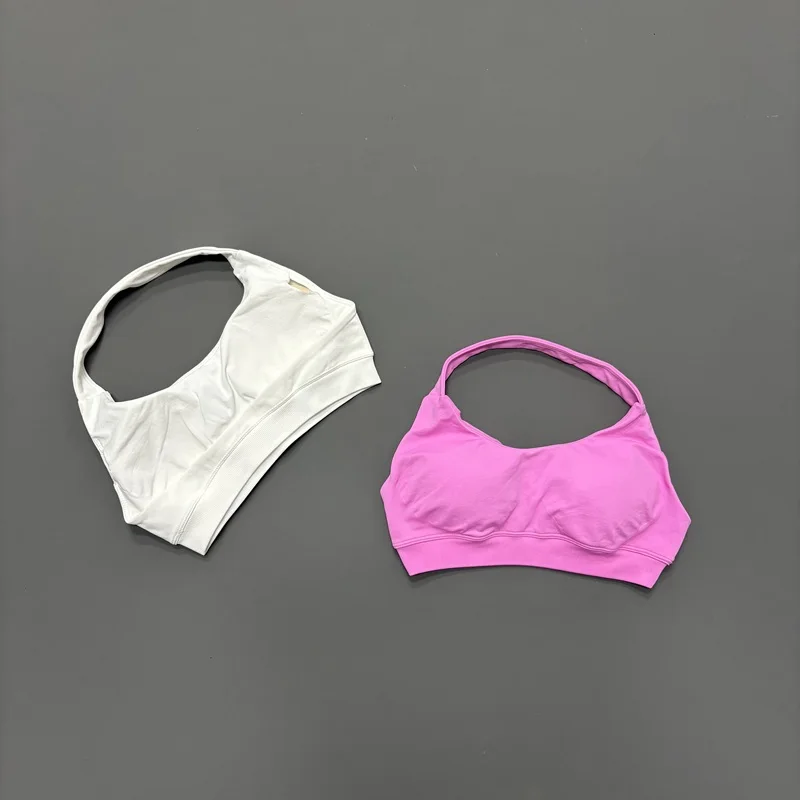 HISTELLO Nahtloser Neckholder-Sport-BH für Damen, offener Rücken, hoher Halt, gepolstertes Oberteil, für Pilates, Yoga, Fitness, Gym, Workout – Detail 5