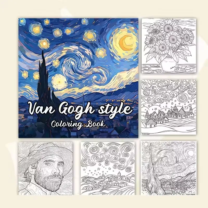 

Van Gogh Coloring Book for Adults and Teens Stress Relief Creative Fun Activity Book Gift