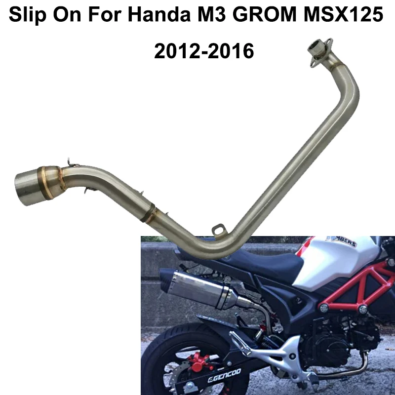 Slip On For HONDA M3 GROM MSX 125 MSX125 2012 - 2016 Motorcycle Exhaust Front Mid Link Pipe Systems Modified Moto Escape Muffler