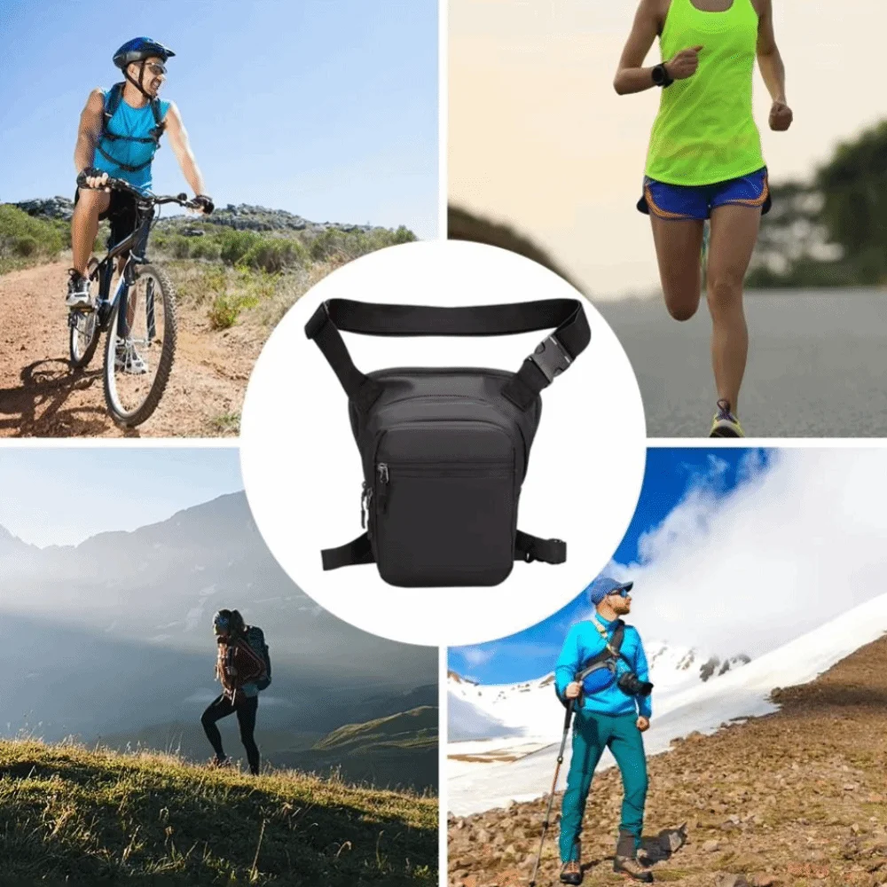 Large Capacity Cycling Drop Leg Bag Zipper PU Leather Multi-Function Fanny Pack Breathable Durable Travel Chest Bag Men