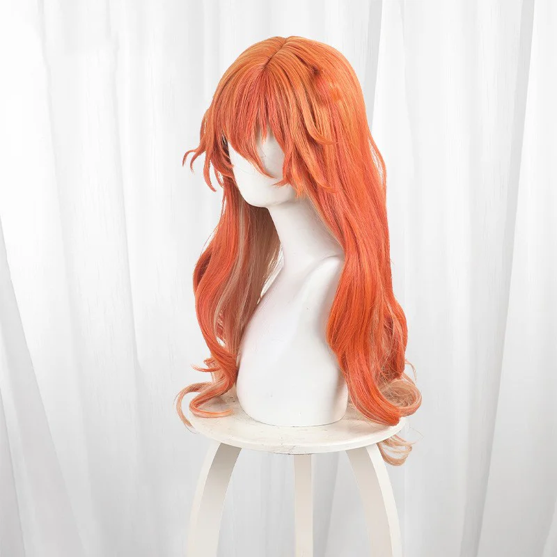 لعبة Wuthering موجات أوغوستا شعر مستعار تأثيري أوغوستا برتقالي أبيض التدرج شعر مستعار لحفلة كوميكون الكبار النساء الرجال