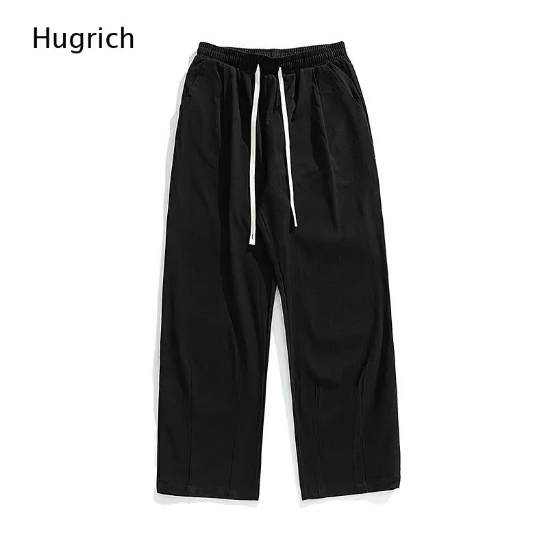 Solid Brown Relax Baggy Straight Leg Pants Soft Fabric Daily Vacation Loose Fit Bottoms for Men