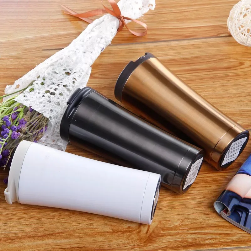 450ML Travel Stainless Steel Coffee Cup Thermal Mug Leak-Proof Thermos Bottle Tea Coffee Mug Vacuum Flask Insulated Cups Hot