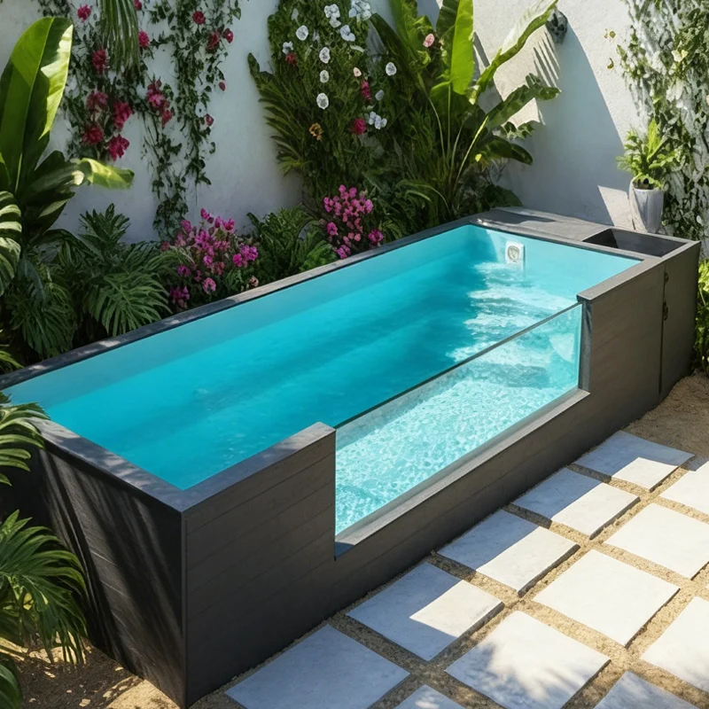 Container Pool Prefab Swimming Pool Shipping Container Pool Above Ground Inground with Infinity Edge and Heating