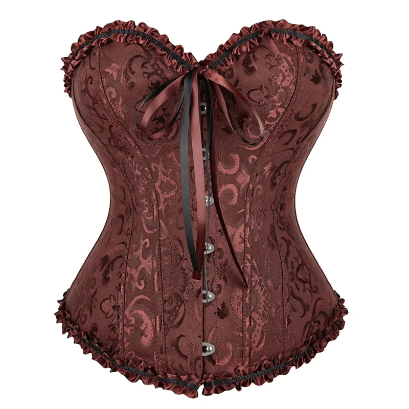 Vrouwen corset top erotische bloemen sexy kant up bustier bovenborst lingerie gothic vintage jacquard body shaper corset plus size s-6xl