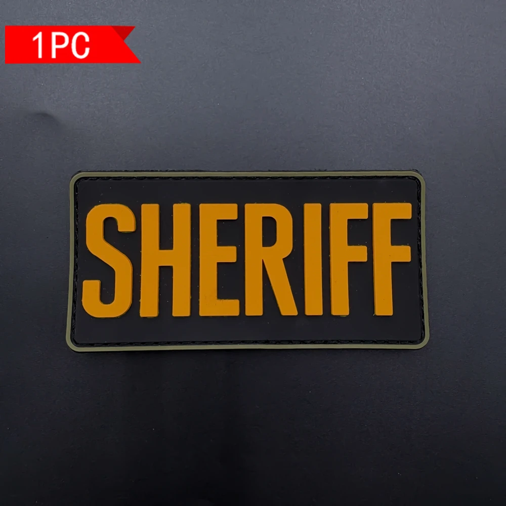 ملصق شارة من مادة PVC بنمط شريف، مع تأثير متوهج في الظلام، لديه خطاف على الظهر، مناسب لتزيين الحقائب وحقائب الظهر والسترات والملابس، ملصق رقعة مطرز، مطاط ناعم