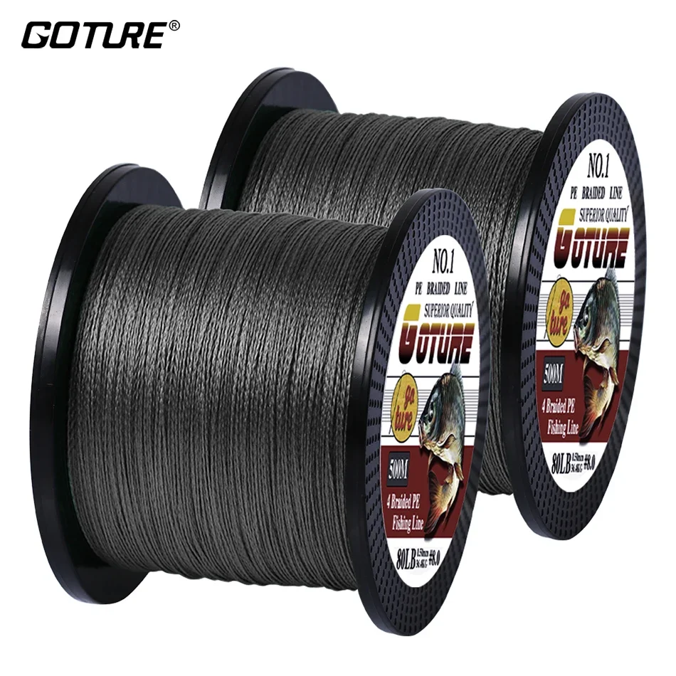 

(Total 1000M) Goture 2pcs 500M PE Braided Fishing Line Multifilament 4 Strands Fishing Cord Carp Fishing Lines 12-80LB 6 Colors