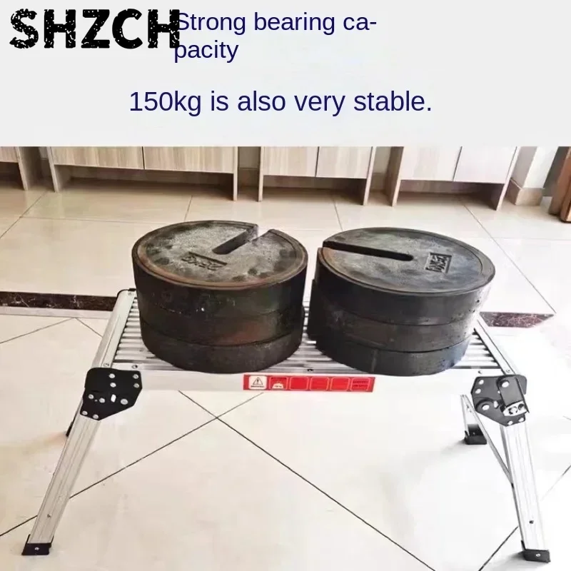 Heavy-Duty Folding Work Platform 30x12x20 Inch Aluminum Ladder Stool 660 lbs Load Capacity Anti-Slip Safety Design