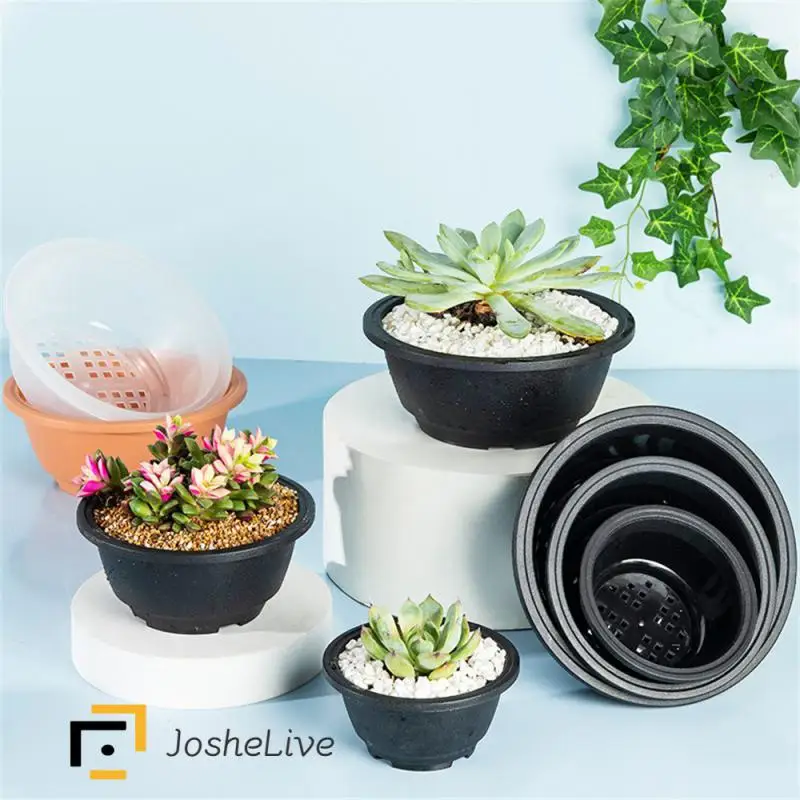 Plastic Round Succulent Flower Pots New Chunky Korean-style Large Succulent Pot Degradable Corrosion-resistant Textured Planter