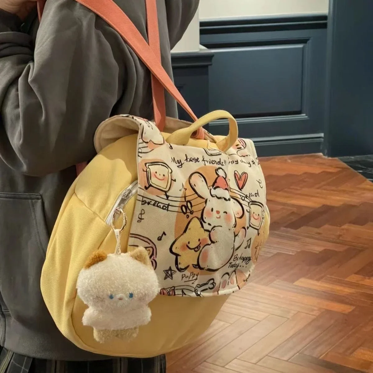 Kawaii zainetto carino borsa di tela giapponese grande capacità note musicali cucciolo morbido ragazza zaino borse per bambini per ragazze