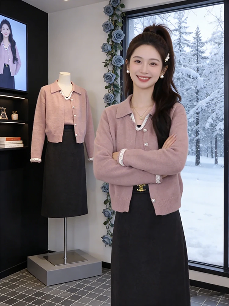 

Elegant Soft Knitted Sweater Women's Fashion Casual Style Versatile Gentle Style Age-Defying Autumn Winter New Arrival