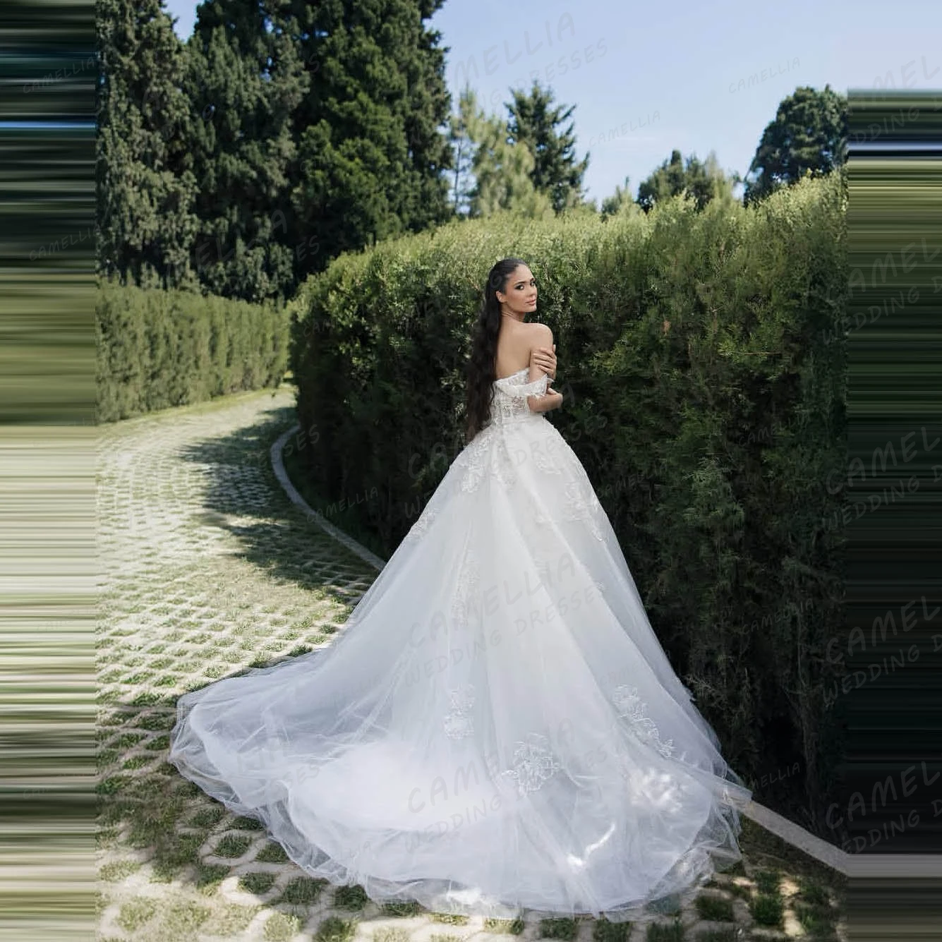 Einfache Spitze Brautkleider Damen A-Linie Langarm Applikationen Tüll Braut Ballkleider Prinzessin Vestidos De Novia Angepasst