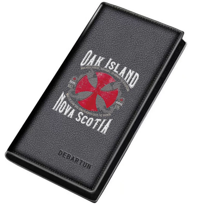 Red cross emblem black background island design Men's Long Wallets Business Stylish Printing Design Casual Use Christmas Valenti