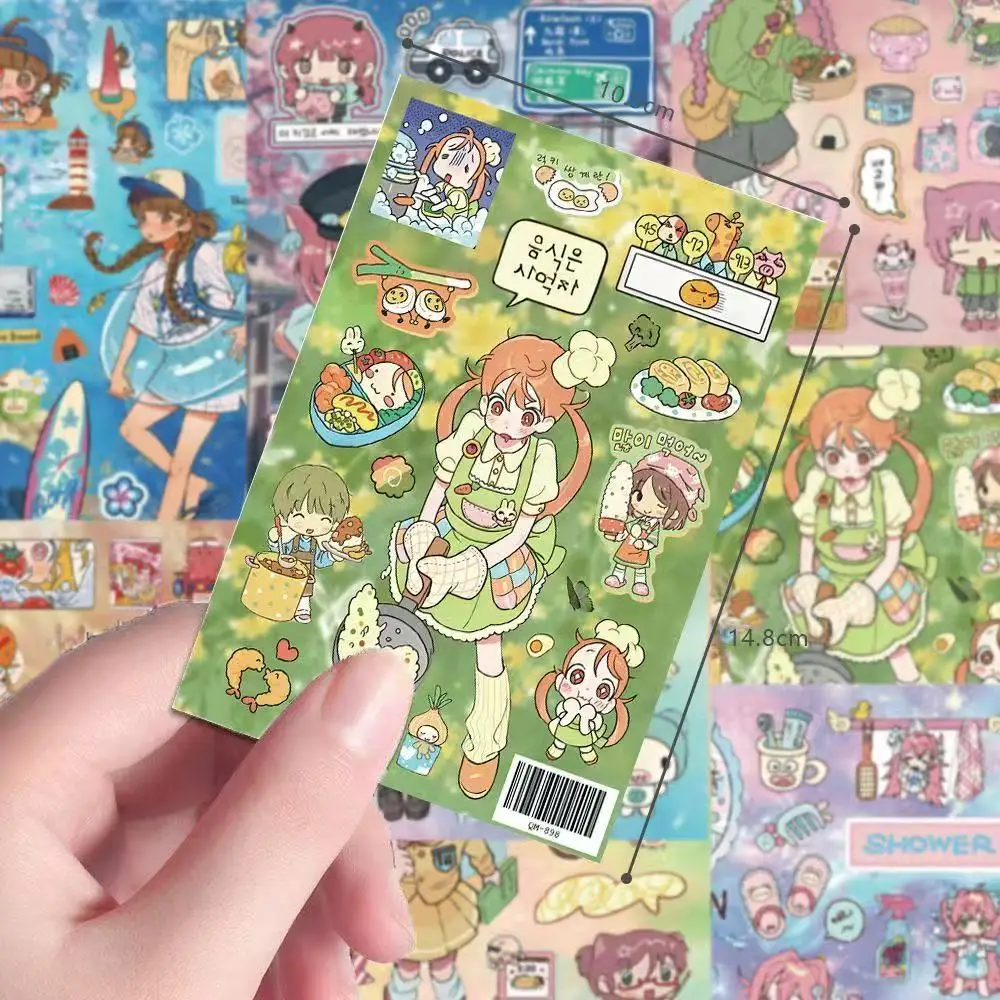 New Ancient Girl Life Diary Cut Film Sticker Cute Anime Girl Heart Healing Series Hand Account Material Waterproof Sticker Gift