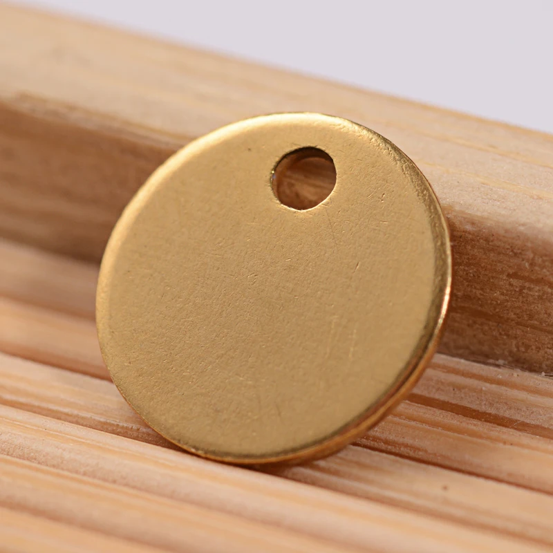 Ion Plating(IP) 304 Stainless Steel Stamping Blank Tag Flat Round Charms Golden 8x0.8mm Hole: 1.2mm