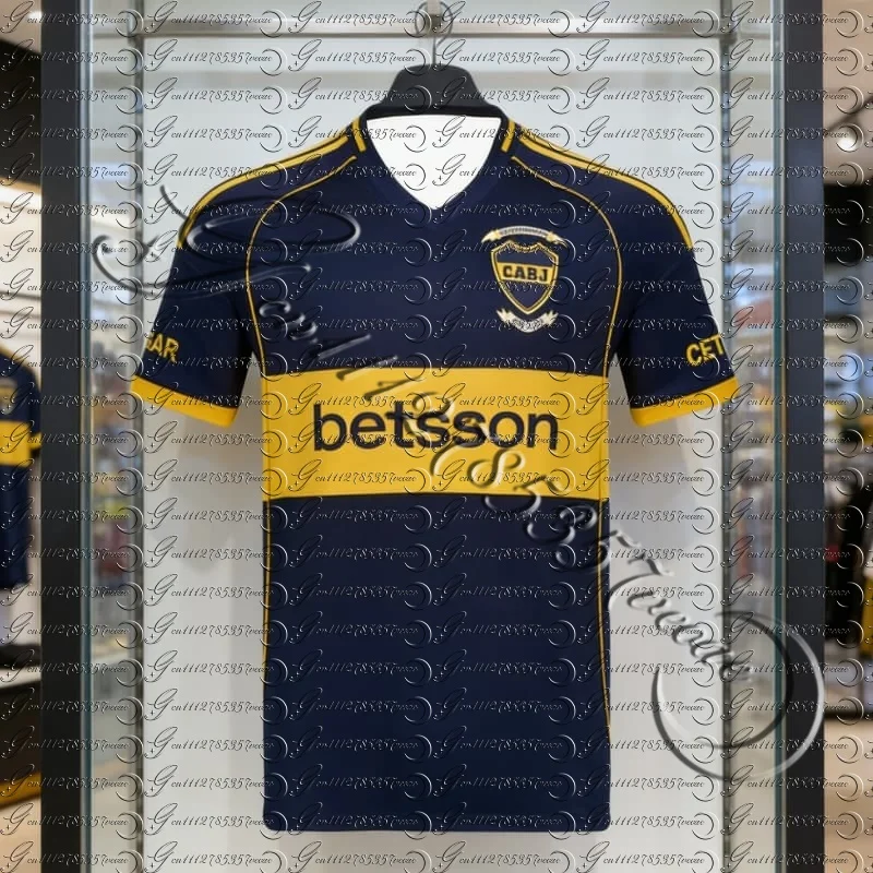 2627 new hot  Boca Juniors Home Soccer Jersey Men Classic Navy Blue Yellow Stripe CABJ Football Shirt Quick Dry  FamilyMatching