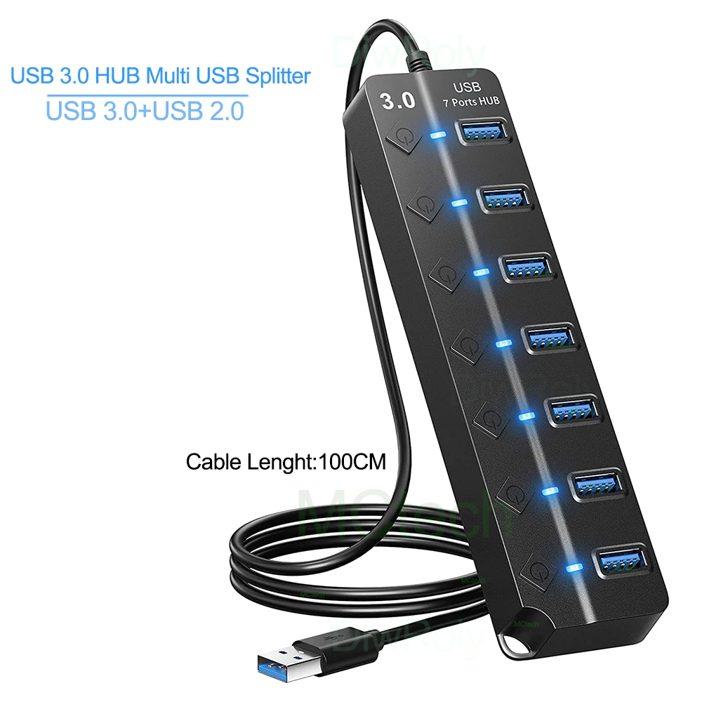 Usb 3.0 Hub Usb Hub 2.0 Multi Usb Splitter Hub 100Cm Lange Kabel Meerdere Expander Voor Computer Laptop Pc accessoires Usb Adapter