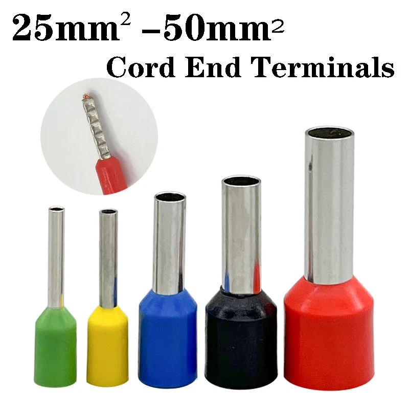 50-200PCS Pure Copper Insulated Cord End Terminals Tubular Crimp Connector E25/35/50-16/18/22 Crimp Terminal Wire Connector