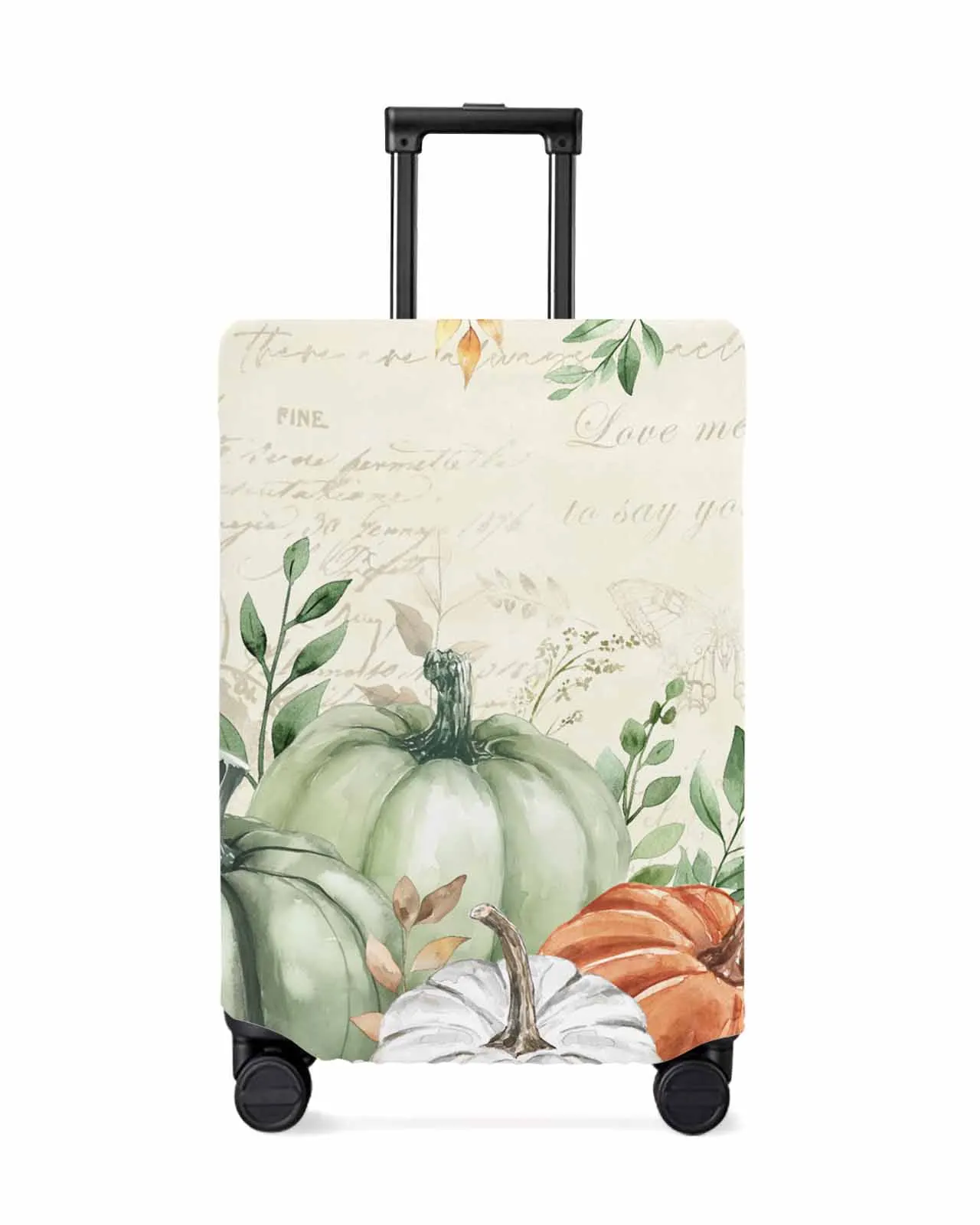 Thanksgiving Eucalyptus Leaves Green Pumpkin Protective Cover For Travel Accessories Suitcase Elastic Dust Case Protect Sleeve