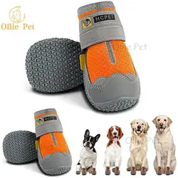 4PCS Outdoor Dog Walking Shoes Waterproof Dog Boots Hot Pavement Snow Hiking Anti-slip Footwear Breathable for Medium Large Dog