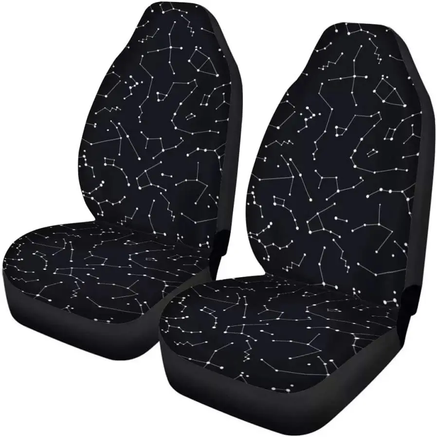 

Jiueut Trendy Constellation Black Car Seat Covers,Bell Design Front Bucket Seats Protector Universal Fits Car, Truck, SUV, Van,