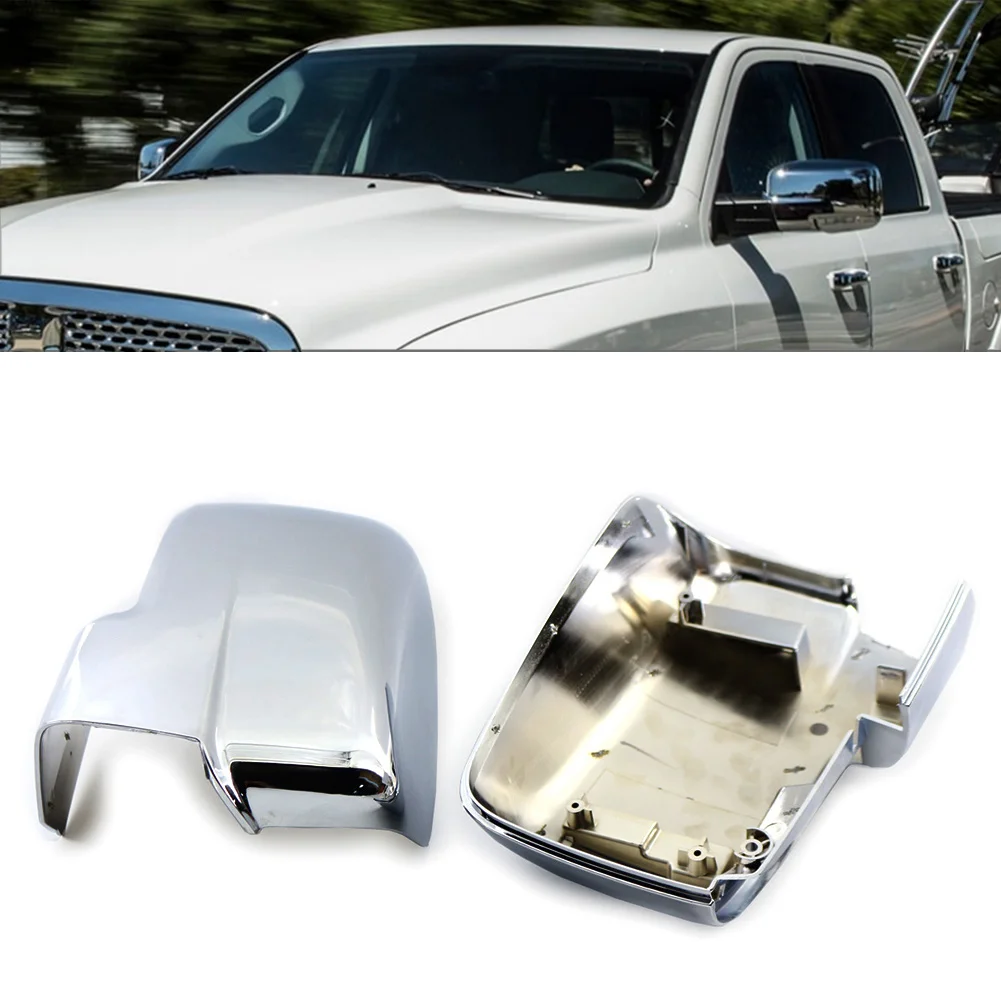 1Pcs Chrome Car Mirror Covers W/ Bottom Turn Signal Cutout For Dodge Ram 1500 2013-2018