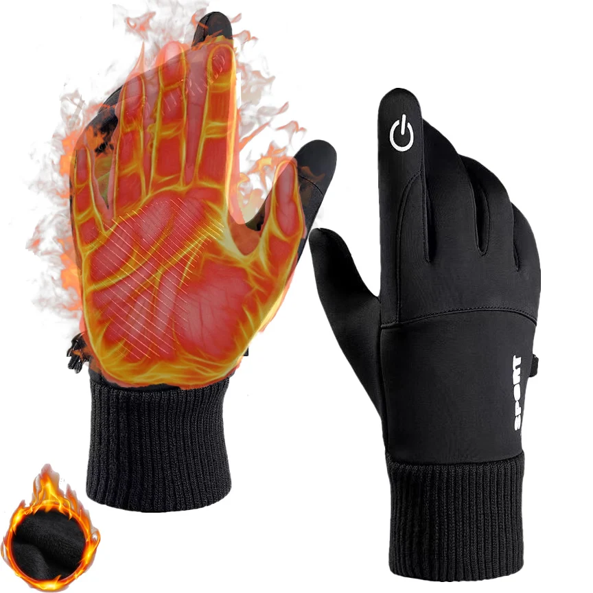 

Touch Screen Waterproof Thermal Sport Black Gloves Women Men ,Perfect for Cycling . Running, Driving, Hiking, Walking, Working