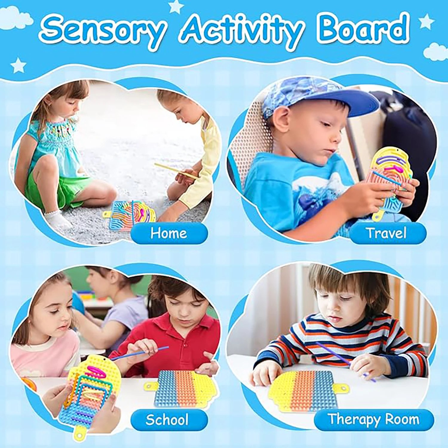 Fidget Toys Sensory Activity Board Puzzle Relieve Stress and Anxiety Training Silicone Sensory Toys