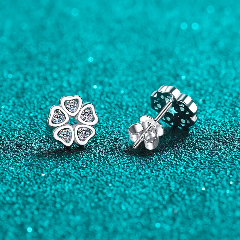 HORRIPAL D VVS1 Flower Stud Earrings Moissanite for Women S925 Sterling Silver GRA Fashion Party Elegance Luxury Fine Jewelry