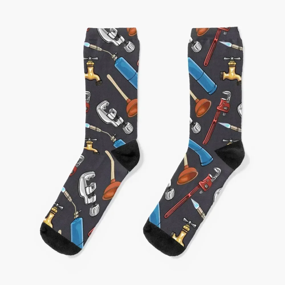 Plumbing Tools and Parts Unique Pattern for Plumbers Socks New year's floor Socks Man Women's