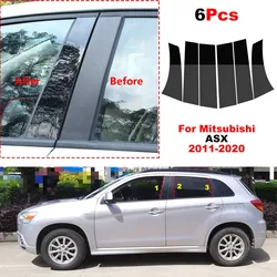 6PCS Auto Fenster Tür Spalte Poliert BC Säule Beiträge Fit Für Mitsubishi ASX 2011-2020 Fenster Trim Abdeckung BC Spalte Aufkleber