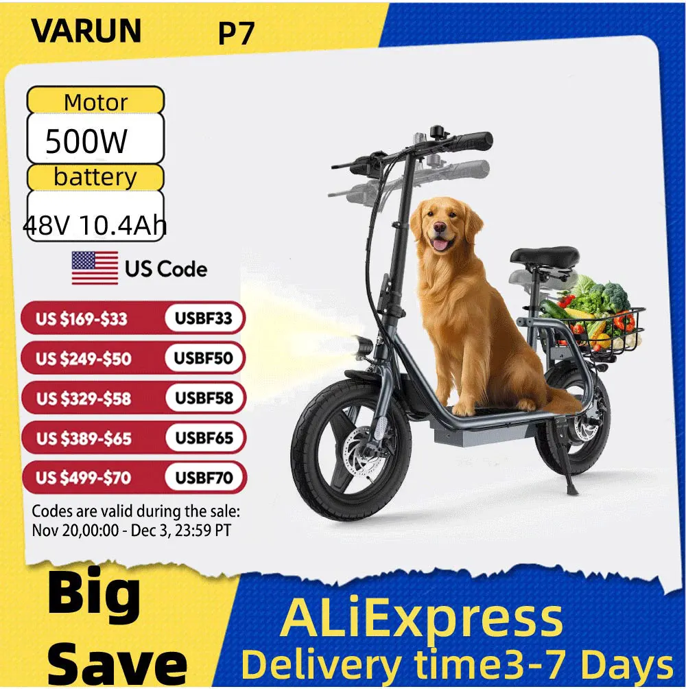 

VARUN P7 Adult Electric Scooter 750W Motor 48V10.4AH Battery City Escooter 14 Inch Tire Foldable E-Scooter