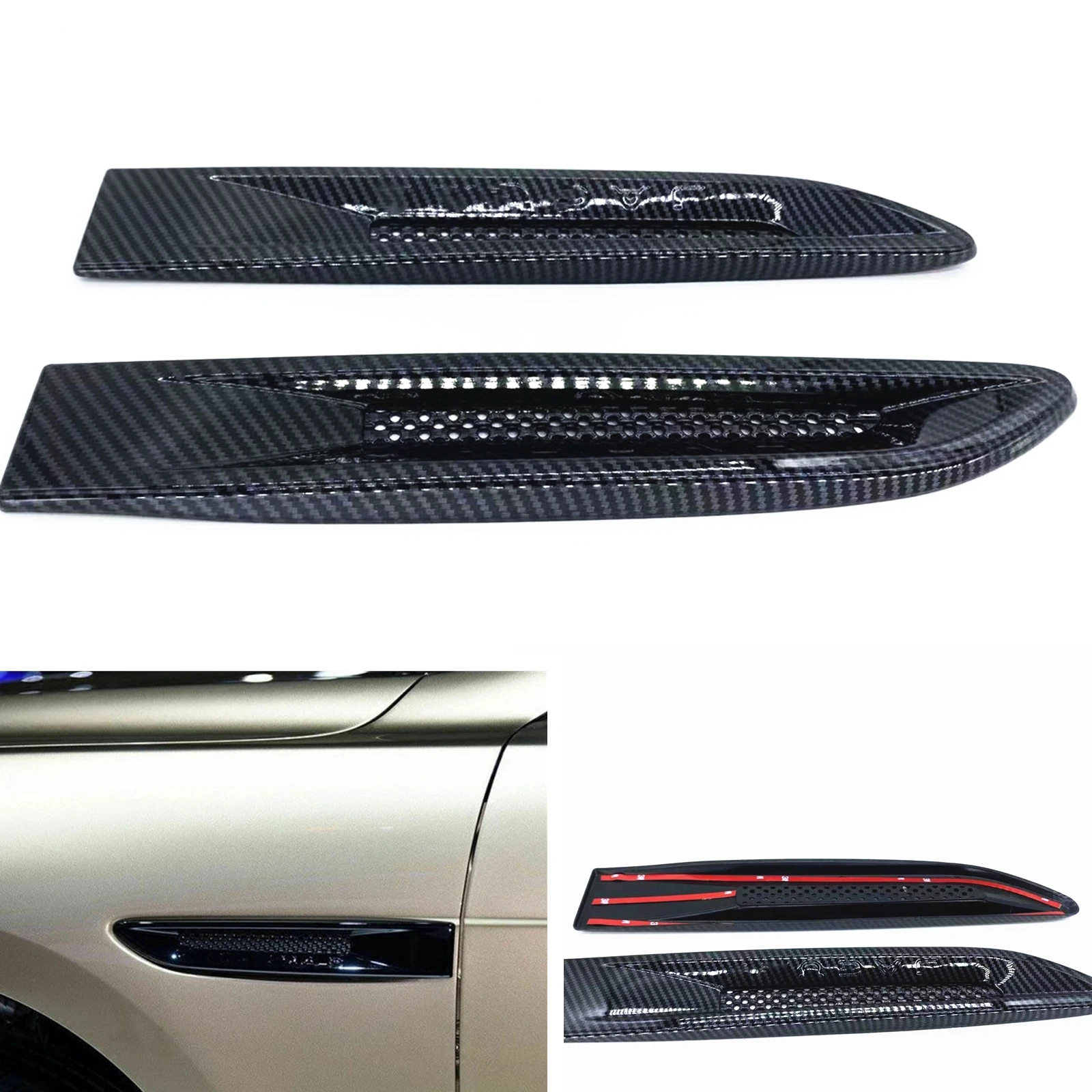 2 Pieces Car Fender Exterior Side Air Vent Sticker Cover For Jaguar XF XE XFL F Pace E Pace X250 X761 2018 2019 2020