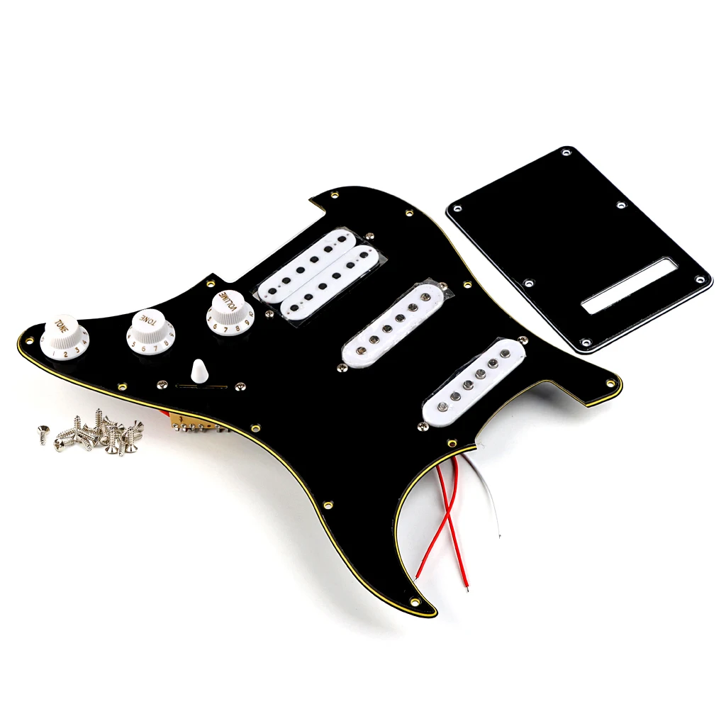 SSH Guitar Loaded Pickguard with Backplate for Strat Style Electric Guitar Pickguard Set  3Ply Pre-wired Black