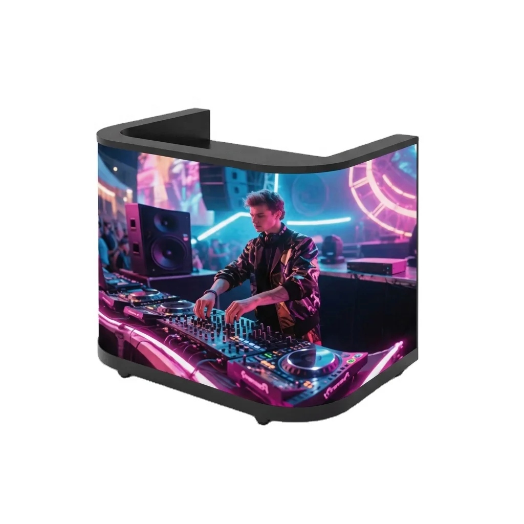 P1.86 P2.5 Curved DJ Booth LED Display Screen with Wheels Indoor Portable Digital Video Facade 170 Wide Viewing Angle DJB Model