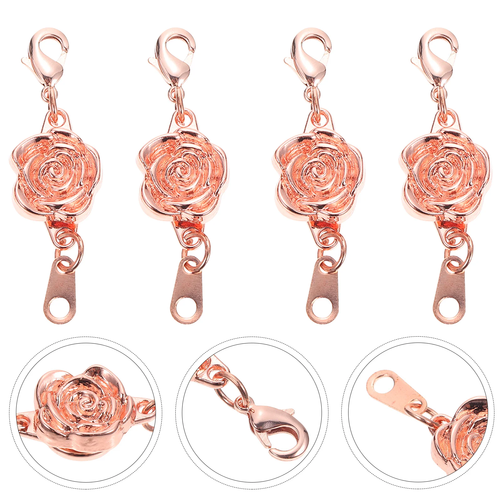 4Pcs Jewelry Extender Fine Workmanship Long Service Life Easy Fasten Clasp for Necklace Bracelet DIY Decor Chain Tool