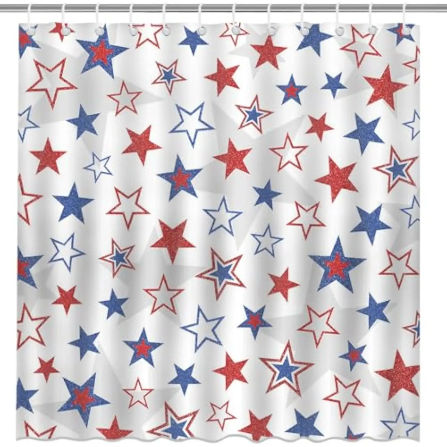 4th of July Stars Shower Curtain 250th Independence Day American Patriotic Red Blue Stars Shower Curtain Bathroom Bathtu