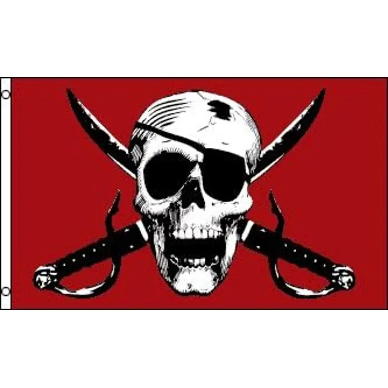 Crimson Pirate Flag Beautiful Double-Stitched 100% Polyester w/Brass Grommets Single-sided Printing