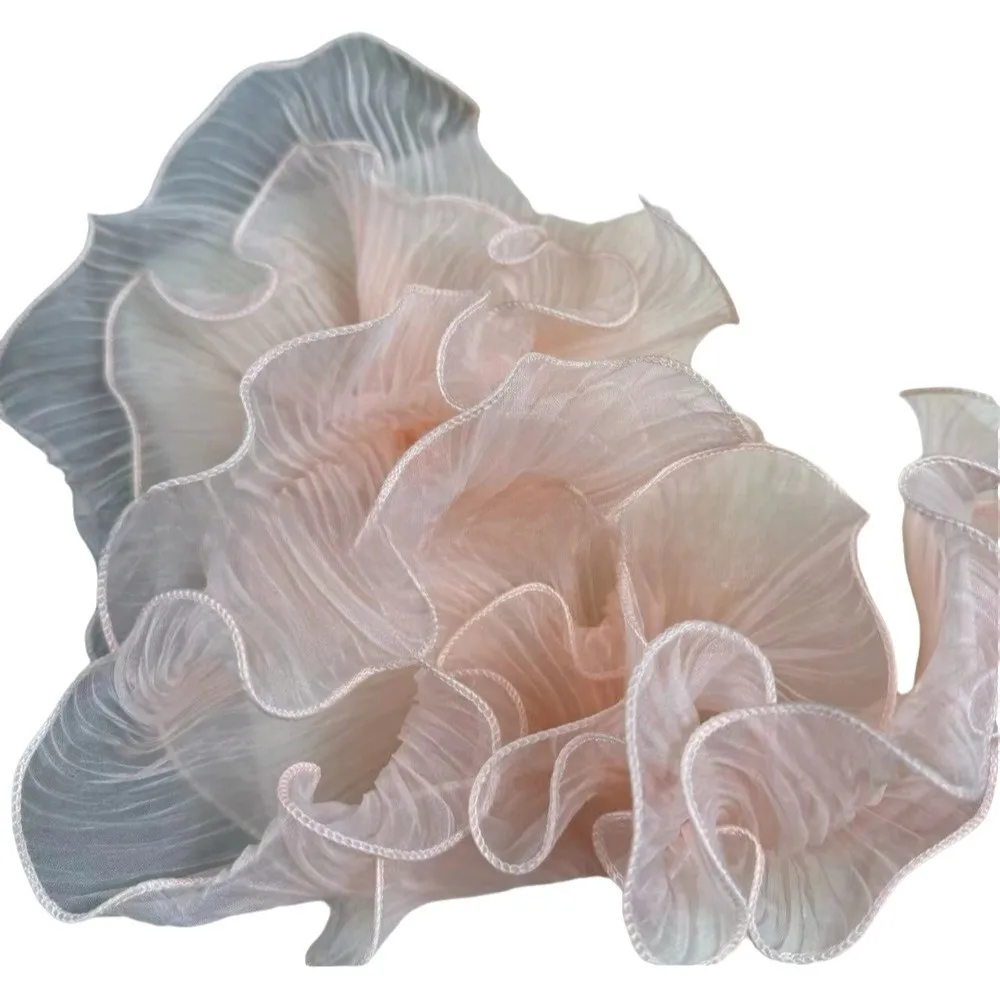 1 Yard Pleated Fabric Ruffle Pleated Double Layered Pleated Lace Magic Color Pearl Three-Dimensional Mermaid Lace Dance Dress