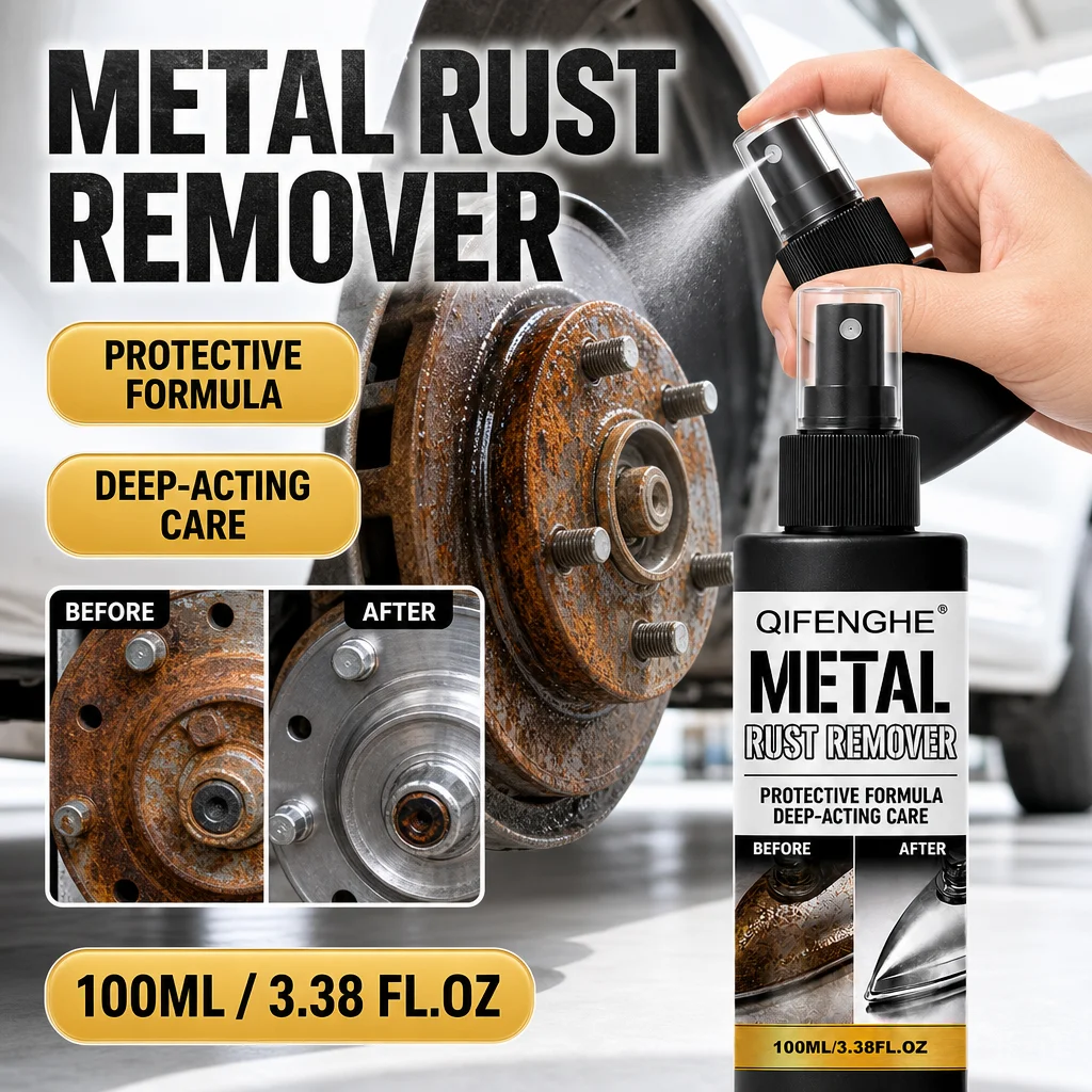 QIFENGHE 100ml Metal Rust Remover Spray, Auto Wheel Hub Rust Cleaner, Multipurpose Rust Dissolver for Car Metal Surfaces, Remove