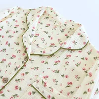 2026 Spring and Autumn Women's Pajama Set 100% Cotton Crepe Long sleeved Pants Two piece Cute and Sweet Home Fury Set Ladies - Image 4