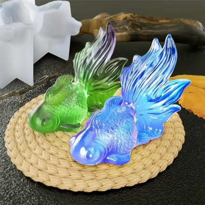 Moule en résine de poisson rouge Koi, moule en silicone 3D Flatback Carp Considérant le moule, Regina Candle Election, résine Xy pour presse-papiers, bureau de bricolage