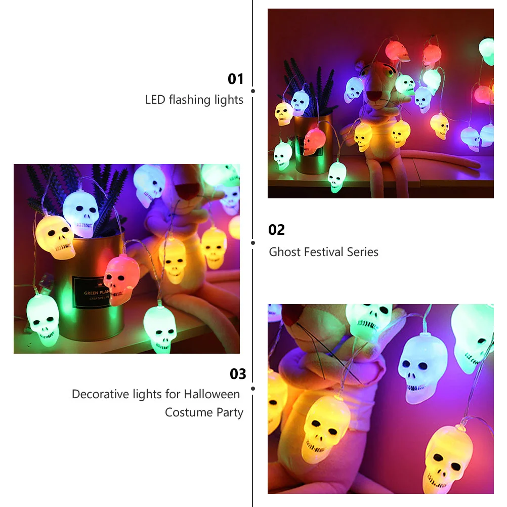 Cadena de luces de Halloween para exteriores, cadena de luces de fiesta para Festival, cadena de luz de jardín, cadena de Calavera, elegante