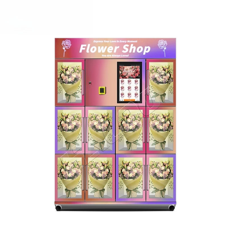 Vending Machine Manufacturer 21.5-inch Smart Touch Screen 10-Cell Flower Vending Machine with Cooling System