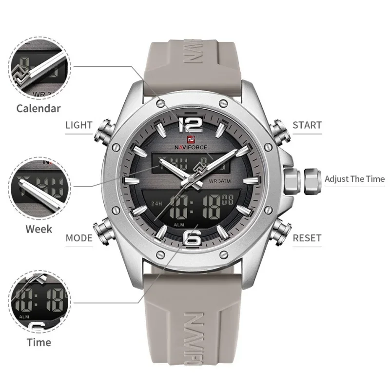 

NAVIFORCE Men's Watch Luxury Top Brand Mutifunction Chronograph Watch for Men Auto Date 3ATM Waterproof Man Clock Gift Watches