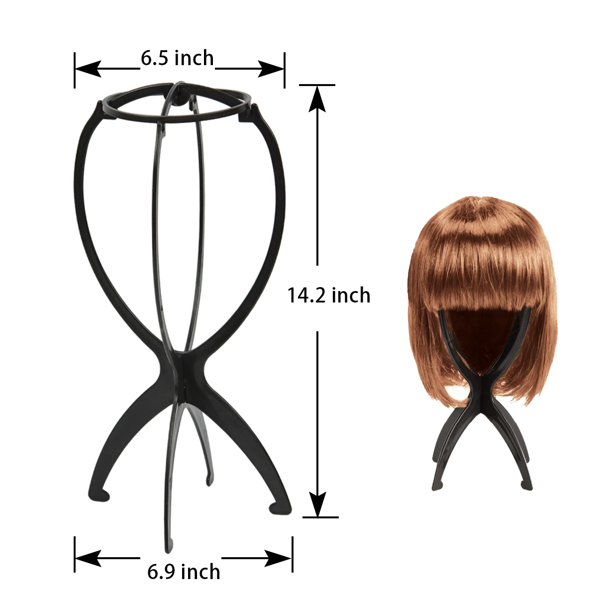 1 Pc Black Wig Stand for Wigs Folding Wig Holder for Short Wigs Portable Travel Dryer Wig Head Stand