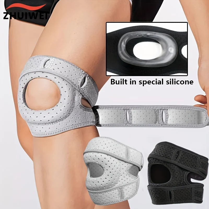 

1pc Silicone Patella Knee Brace For Sports And Fitness,Patella Strap Band Sleeve Knee Brace,Essential Workout Knee Guard